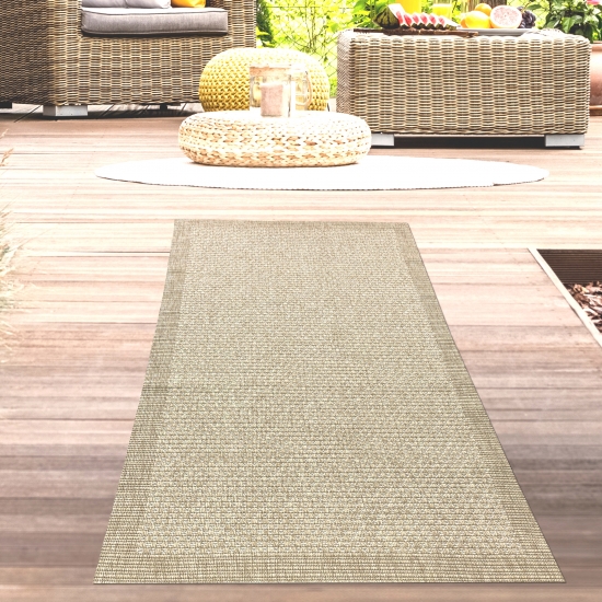 Preview: Teppich moderner für den Außen- und Innenbereich einfarbig in Beige