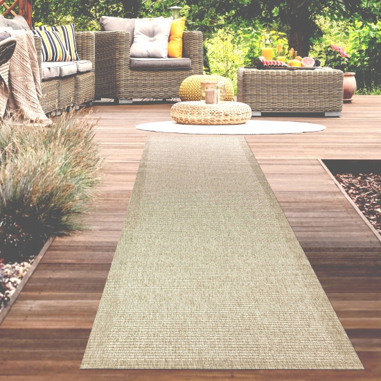 Preview: Teppich moderner für den Außen- und Innenbereich einfarbig in Beige