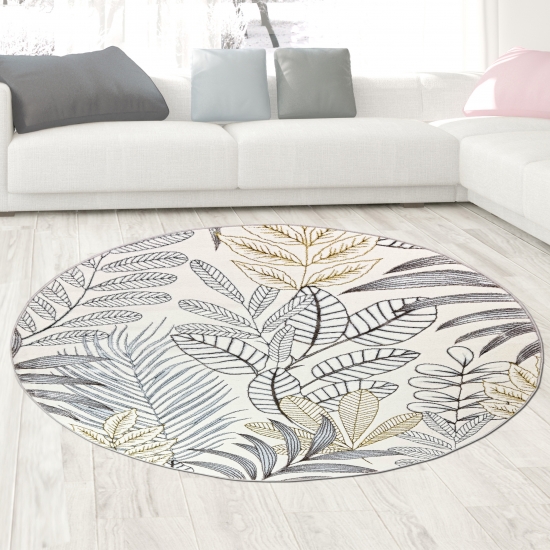 Preview: Kurzflorteppich Creme Blätterdesign mit Glanzoptik modern strapazierfähig für Wohnzimmer und Schlafzimmer Preview: Kurzflorteppich Creme Blätterdesign mit Glanzoptik modern strapazierfähig für Wohnzimmer und Schlafzimmer