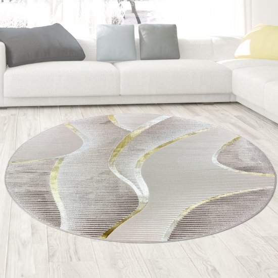 Preview: Kurzflorteppich Creme geschwungene Linien modern mit Glanzeffekt für Wohnzimmer und Schlafzimmer Preview: Kurzflorteppich Creme geschwungene Linien modern mit Glanzeffekt für Wohnzimmer und Schlafzimmer