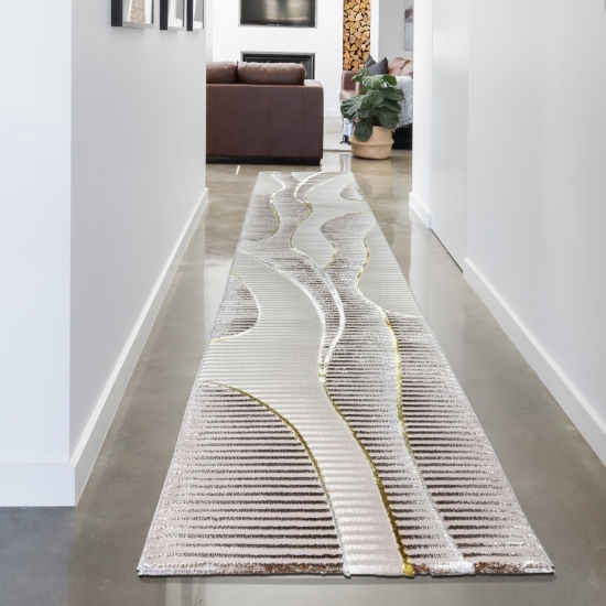 Preview: Kurzflorteppich Creme geschwungene Linien modern mit Glanzeffekt für Wohnzimmer und Schlafzimmer Preview: Kurzflorteppich Creme geschwungene Linien modern mit Glanzeffekt für Wohnzimmer und Schlafzimmer