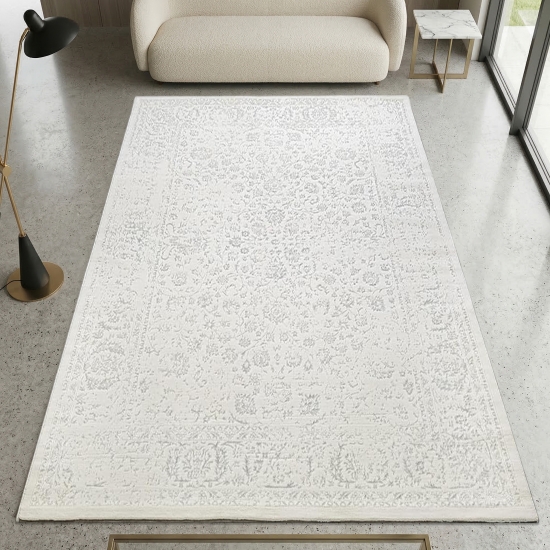 Teppich Creme Ornament Design Vintage Stil für Wohnräume