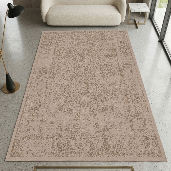 Teppich Beige Ornament Design moderne Vintage Optik
