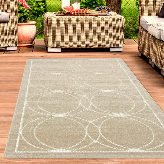 Orientteppich mit dezenten Ornamenten | In- & Outdoor | beige