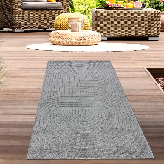 Preview: Moderner Outdoor Teppich Wetterfest Terrasse Balkon Boho-Style hochwertig pflegeleicht Anthrazit Preview: Moderner Outdoor Teppich Wetterfest Terrasse Balkon Boho-Style hochwertig pflegeleicht Anthrazit