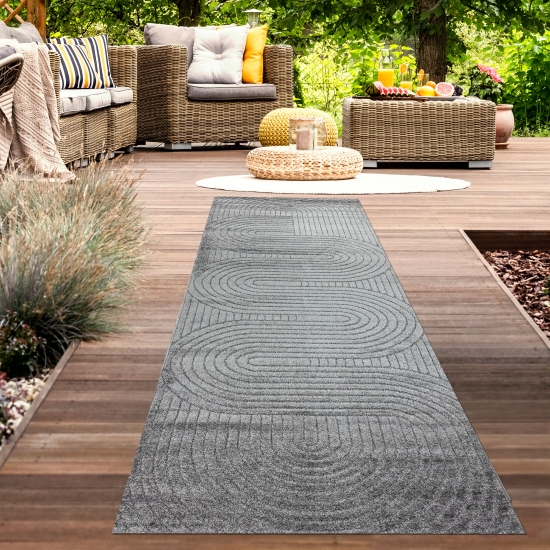 Preview: Moderner Outdoor Teppich Wetterfest Terrasse Balkon Boho-Style hochwertig pflegeleicht Anthrazit Preview: Moderner Outdoor Teppich Wetterfest Terrasse Balkon Boho-Style hochwertig pflegeleicht Anthrazit
