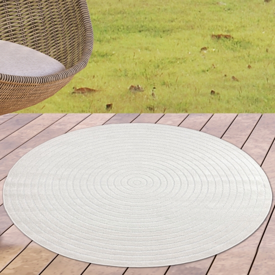 Teppich waschbar in Rund | In- & Outdoor | in cream