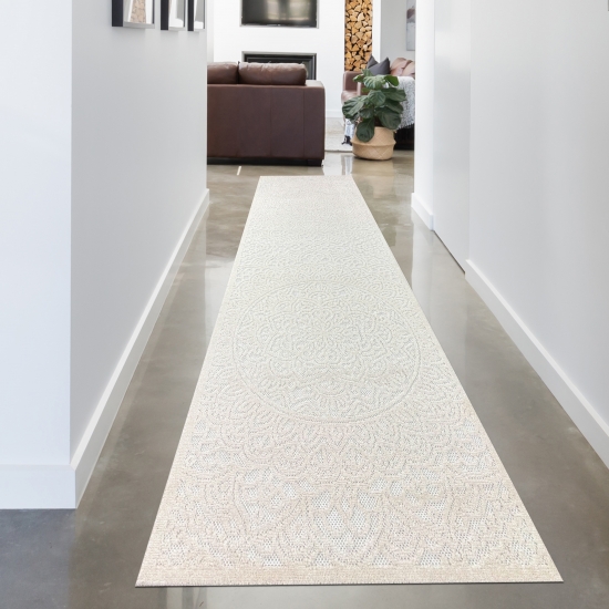 Innen- und Außen-Teppich mit Orientalischem Blumen-Mandala-Muster