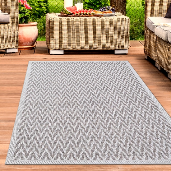 Teppich Beige Creme für In- & Outdoor strapazierfähig pflegeleicht modern