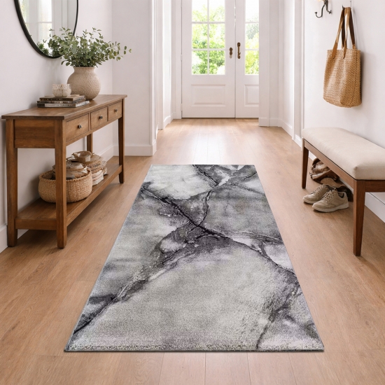 Design Teppich Grau Creme Steinstruktur modern elegant Wohnbereich