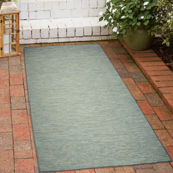 Teppich für Innenbereich und Außenbereich meliert in Sisaloptik beidseitig nutzbar in Blau Beige