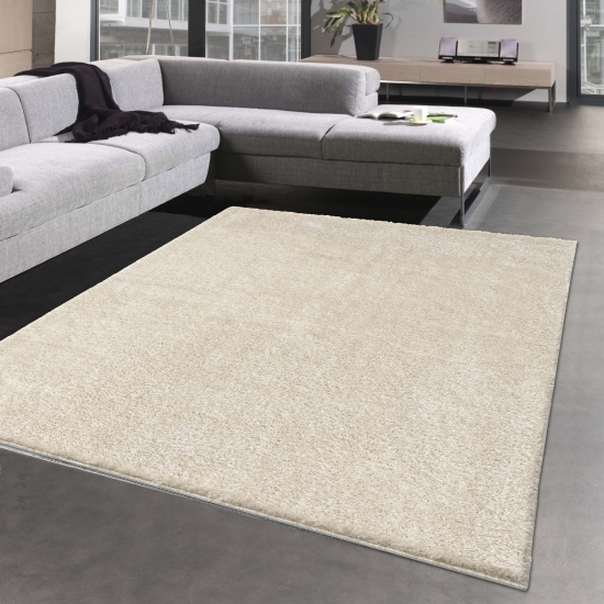 Glamour Teppich Hochflor flauschig warm • in creme