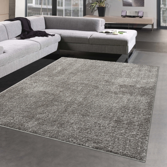 Glamour Teppich Hochflor flauschig warm • in grau