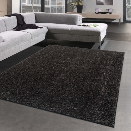 Glamour Teppich Hochflor flauschig warm • in anthrazit