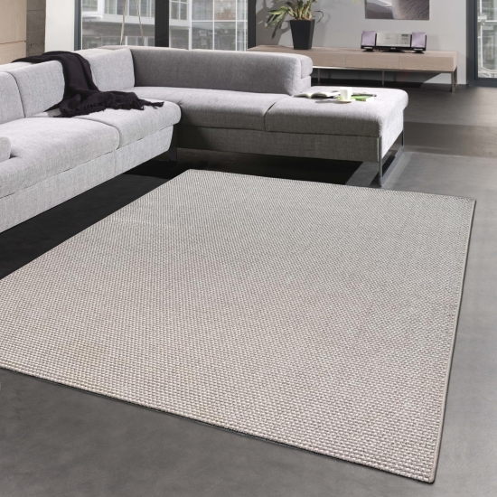 Teppich Wohnzimmer flach im schönem modernen Design in beige
