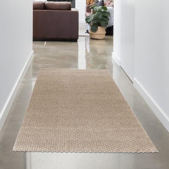 Moderner Design Teppich Beige Schlingenstruktur zeitlos elegant