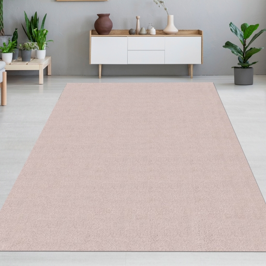 Teppich Weich Einfarbig Modern & Pflegeleicht für Wohnbereiche in rosa