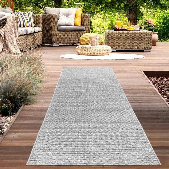 Preview: Außenteppich Balkon wetterbeständig flachgewebe unifarben in grau Preview: Außenteppich Balkon wetterbeständig flachgewebe unifarben in grau