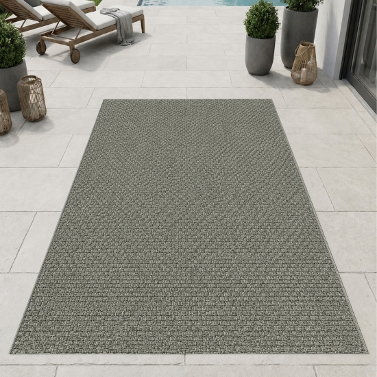 Moderner Teppich Grün Flechtstruktur Indoor Outdoor