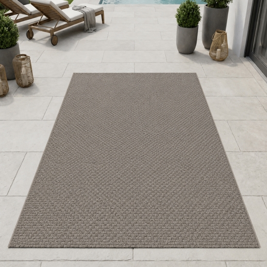 Moderner Teppich Taupe Flechtstruktur Indoor Outdoor