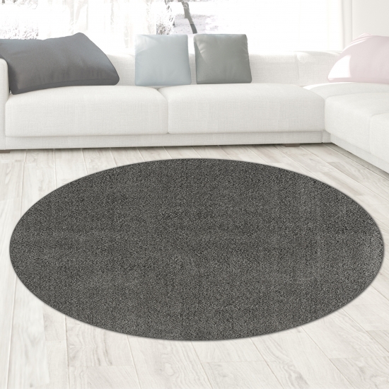 Wohnzimmer Teppich flauschig warm • Unidesign in anthrazit