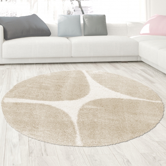 Preview: Moderner Hochflor Teppich weiche Oberfläche stilvolles Design mit organischen Design in Creme Beige Preview: Moderner Hochflor Teppich weiche Oberfläche stilvolles Design mit organischen Design in Creme Beige