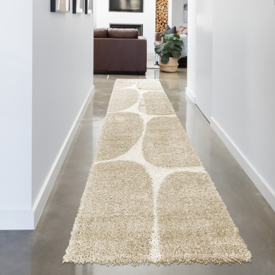 Preview: Moderner Hochflor Teppich weiche Oberfläche stilvolles Design mit organischen Design in Creme Beige Preview: Moderner Hochflor Teppich weiche Oberfläche stilvolles Design mit organischen Design in Creme Beige