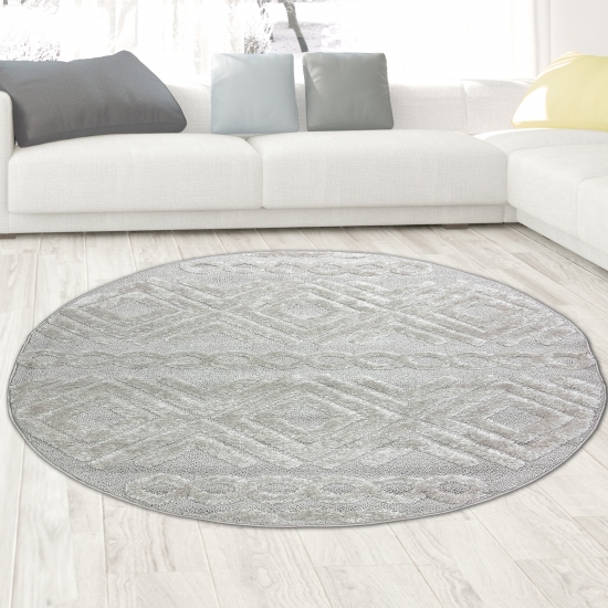 Preview: Hochflor Wohnzimmerteppich Boho Style mit Rautenmuster und Kreisen in Beige Preview: Hochflor Wohnzimmerteppich Boho Style mit Rautenmuster und Kreisen in Beige