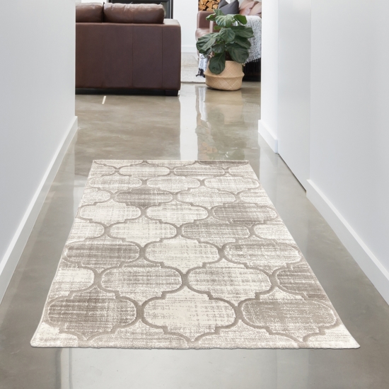 Preview: Designteppich mit Ornamentstruktur Creme Beige Preview: Designteppich mit Ornamentstruktur Creme Beige