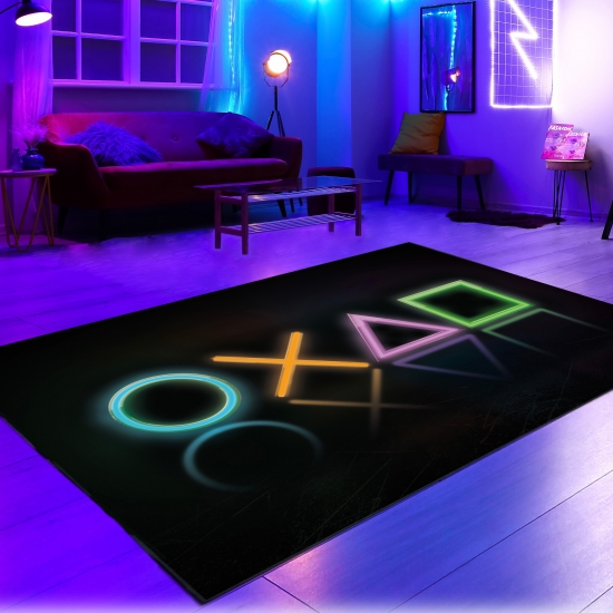 Rutschfester Gamingteppich im Neonfarbenen Muster