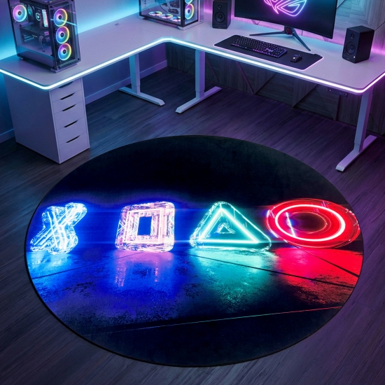 Preview: Gamingteppich Antirutsch im leuchtenden Symbolenmuster