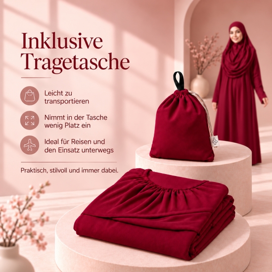 Preview: Rotes Gebetsgewand mit langem Schnitt und Stoffbeutel