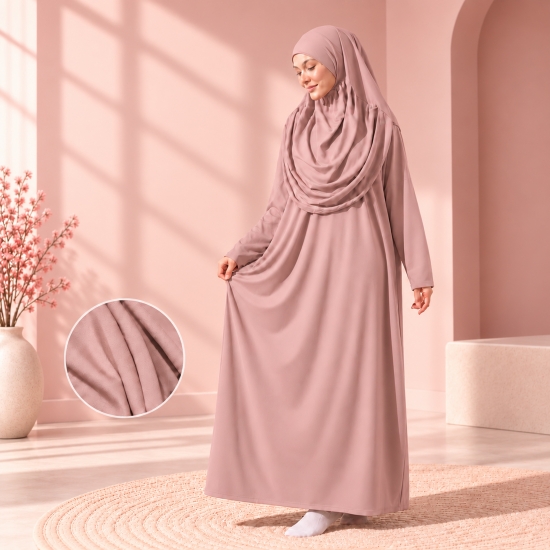Rosa Gebetsbekleidung für Damen mit Fledermausärmeln und Tasche