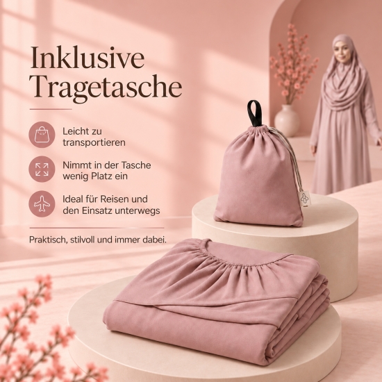 Preview: Rosa Gebetsbekleidung für Damen mit Fledermausärmeln und Tasche