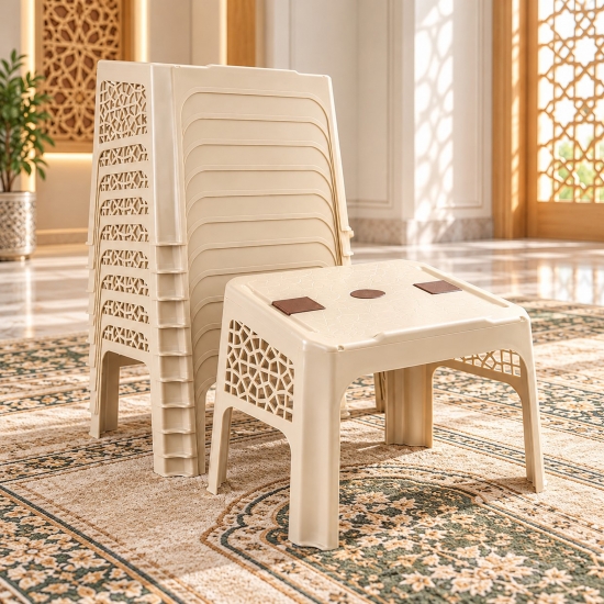 12er-Set Koranhalter Rahle in Beige – Stapelbarer Buchständer aus Kunststoff mit Ornamentmuster, 47 x 30 cm