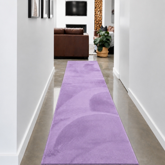 Preview: Teppich Flieder moderne Felloptik samtweicher Kurzflor Wohnzimmer