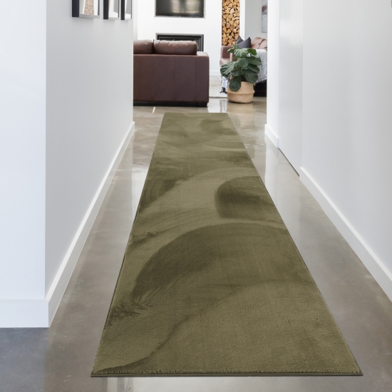 Preview: Teppich grün Hasenfell-Optik elegant weich mit feinem Schimmer modern Preview: Teppich grün Hasenfell-Optik elegant weich mit feinem Schimmer modern