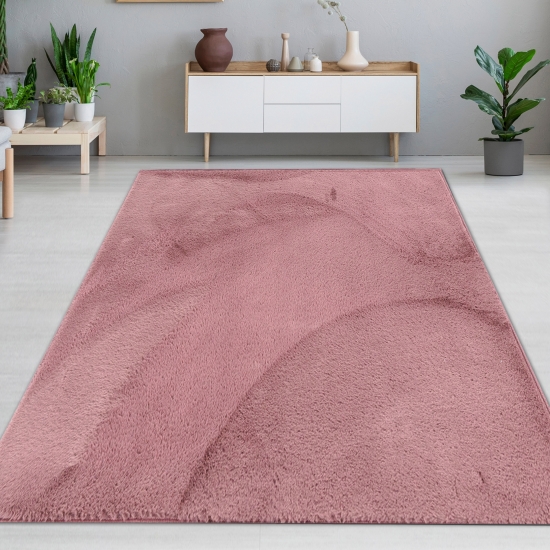 Teppich berry Hasenfell-Optik elegant weich mit feinem Schimmer modern