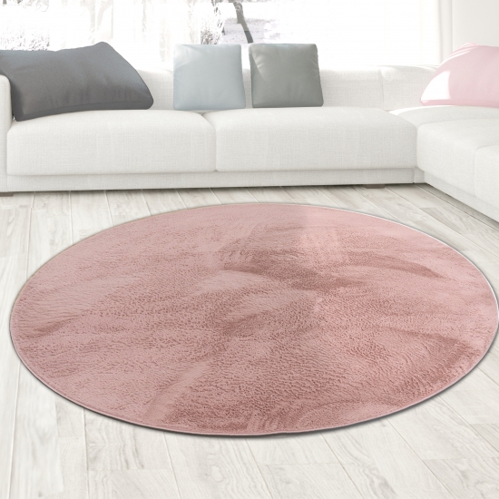 Preview: Teppich rosa Hasenfell-Optik elegant weich mit feinem Schimmer modern Preview: Teppich rosa Hasenfell-Optik elegant weich mit feinem Schimmer modern