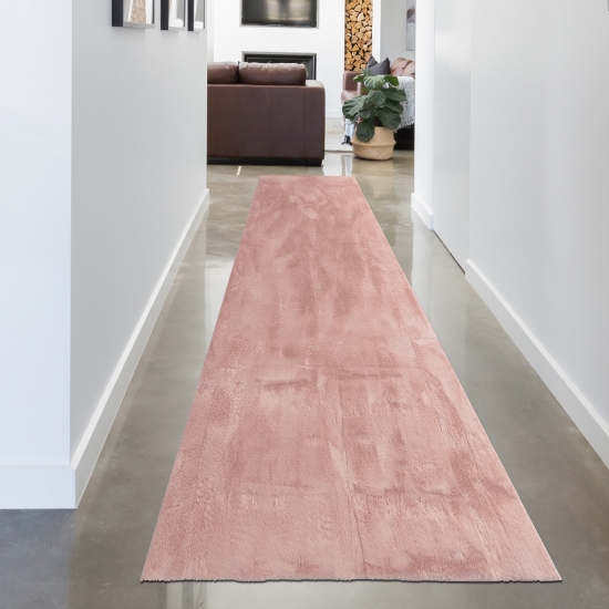 Preview: Teppich rosa Hasenfell-Optik elegant weich mit feinem Schimmer modern Preview: Teppich rosa Hasenfell-Optik elegant weich mit feinem Schimmer modern