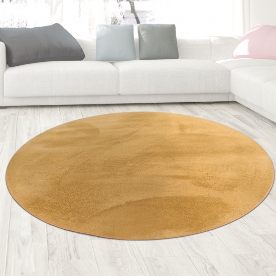 Preview: Teppich gold Hasenfell-Optik elegant weich mit feinem Schimmer modern Preview: Teppich gold Hasenfell-Optik elegant weich mit feinem Schimmer modern