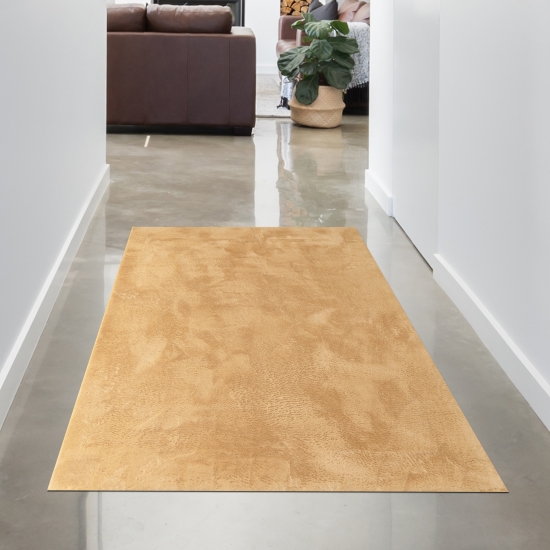 Preview: Teppich gold Hasenfell-Optik elegant weich mit feinem Schimmer modern Preview: Teppich gold Hasenfell-Optik elegant weich mit feinem Schimmer modern