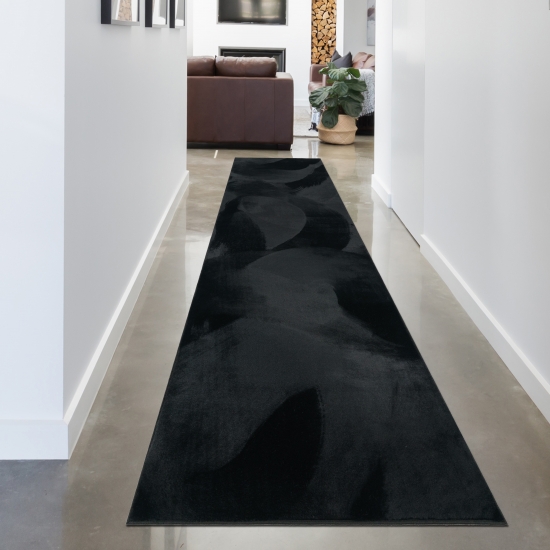 Preview: Teppich schwarz Hasenfell-Optik elegant weich mit feinem Schimmer modern Preview: Teppich schwarz Hasenfell-Optik elegant weich mit feinem Schimmer modern