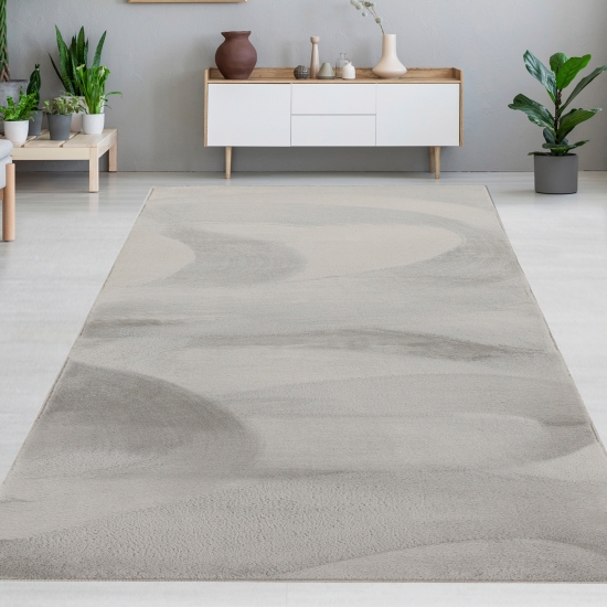 Teppich grau Hasenfell-Optik elegant weich mit feinem Schimmer modern