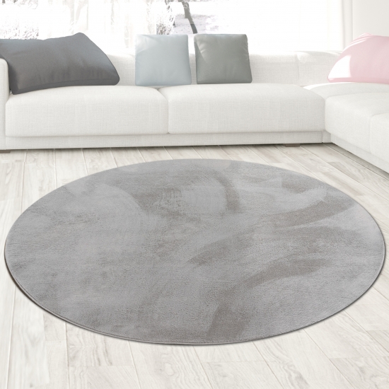 Preview: Teppich grau Hasenfell-Optik elegant weich mit feinem Schimmer modern Preview: Teppich grau Hasenfell-Optik elegant weich mit feinem Schimmer modern