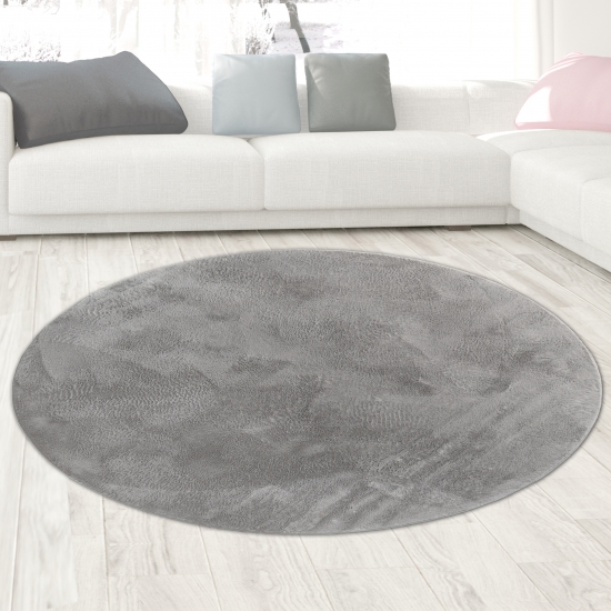 Preview: Teppich anthrazit Hasenfell-Optik elegant weich mit feinem Schimmer modern Preview: Teppich anthrazit Hasenfell-Optik elegant weich mit feinem Schimmer modern