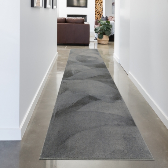 Preview: Teppich anthrazit Hasenfell-Optik elegant weich mit feinem Schimmer modern Preview: Teppich anthrazit Hasenfell-Optik elegant weich mit feinem Schimmer modern