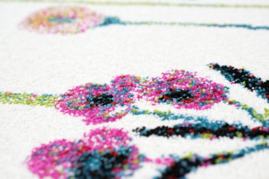Teppich Designerteppich Blumen Sommerwiese bunt grün gelb pink