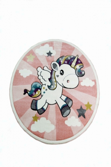 Kinderteppich Spielteppich Babyteppich Mädchen Einhorn Regenbogen rosa creme