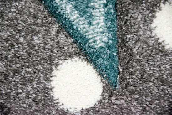 Preview: Kinderteppich Spielteppich Babyteppich Mädchen runder Teppich mit Stern türkis grau